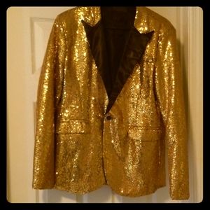 Prom! Men's Gold Sequins Suit Jacket Blazer